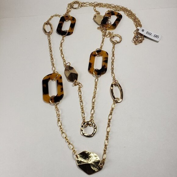 Layered Gold Chain Necklace with Tortoiseshell Links – Women’s Statement Jewelry - Picture 4 of 10